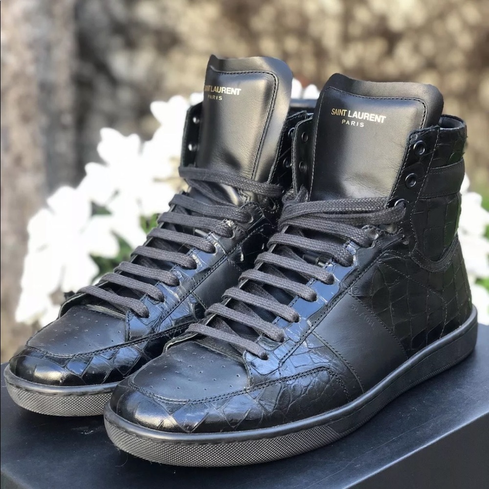 Saint Laurent SL/10H Faux Croc Print Leather